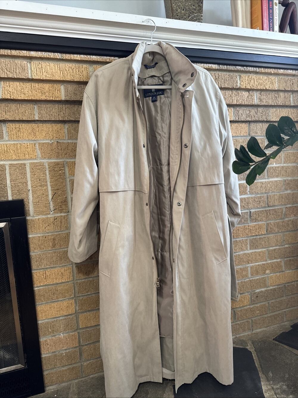 VTG Men’s London Fog Trench Coat Classic Removable Lining Suede Hooded Academia